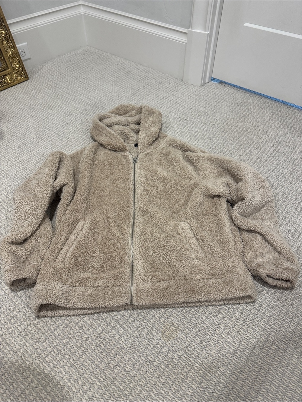 Forever 21 Men’s Plush Hooded Puffer Jacket - Taupe